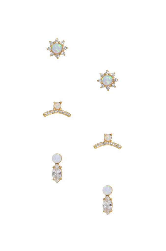 Opal and Crystal Earrings Set