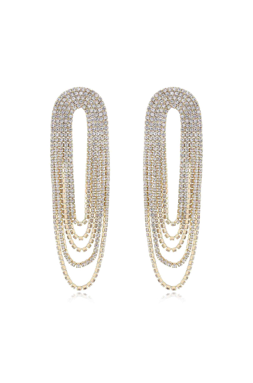 Crystal Drape Fringe Earrings -  BohoPink
