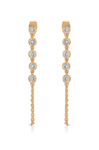 Ettika Crystal Chain Danglers Earrings - Close-Up View