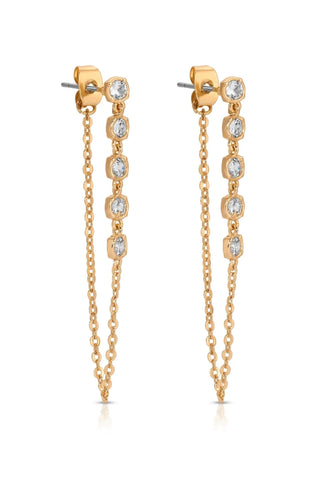 Ettika Crystal Chain Danglers Earrings - Side Angle View