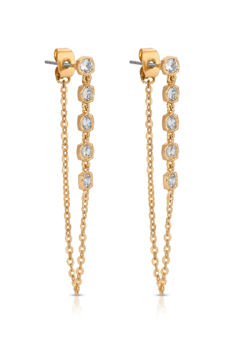 Gold Crystal Chain Earrings