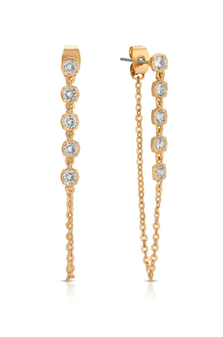 Ettika Crystal Chain Danglers Earrings - Front View