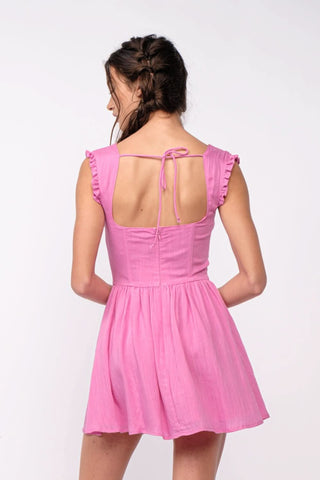 Blakely Pink Bustier Mini Dress Back View | Boho Pink