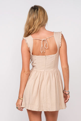 Blakely Tan Bustier Mini Dress Back View | Boho Pink