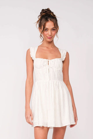 Blakely White Eyelet Bustier Mini Dress | Boho Pink