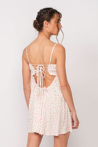 White and Pink Floral Mini Dress