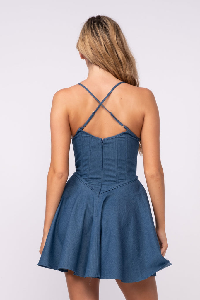 Blue Bustier Mini Dress