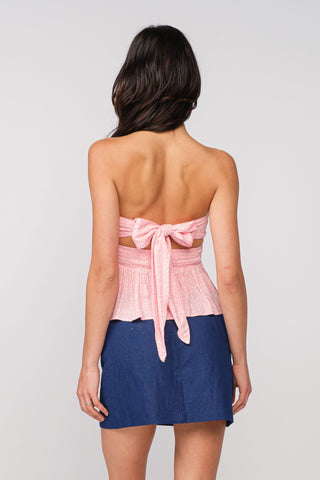 Amelia Light Pink Floral Strapless Top - Back View