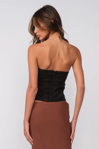 Carly Black Eyelet Tube Top - Back View