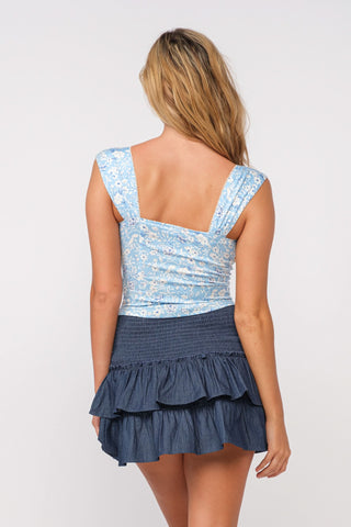 Selma Light Blue Floral Corset Top back view