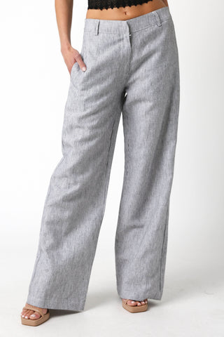 Sweet Nothing Black and White Striped Linen Pants - Front View