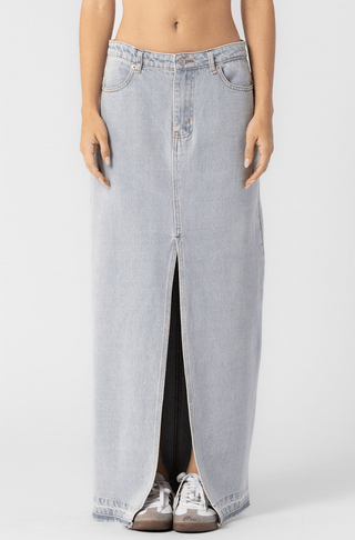 Low Waisted Denim Maxi Skirt
