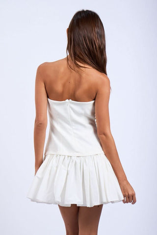 Agnes White Strapless Ruffle Mini Dress back view