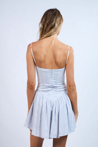 Ainsley Blue Smocked Cami Mini Dress back view