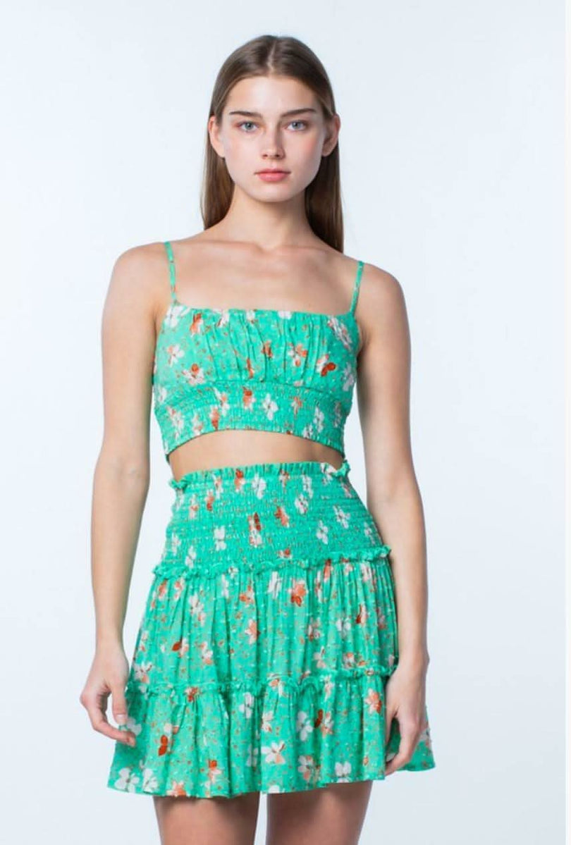 two piece dress casual Floral Mini Dress Set 