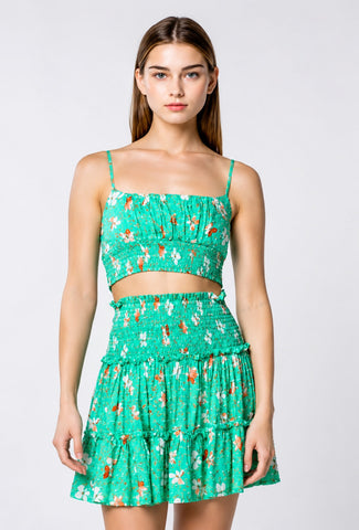 open lace back dress Skylar + Madison Pink/Orange/Green Floral Button Bodice Ruffle Mini Dress-  Size L (sold out online)