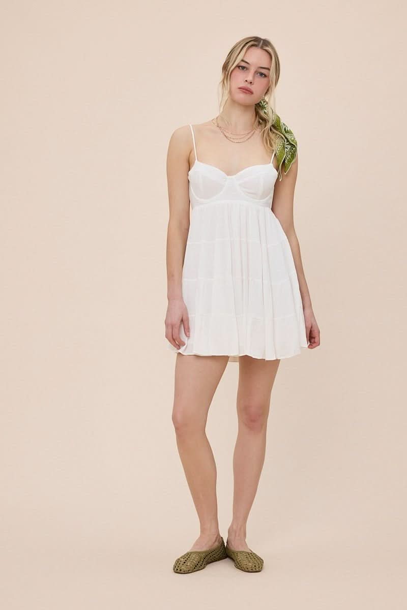 Allie White Tiered Babydoll Dress
