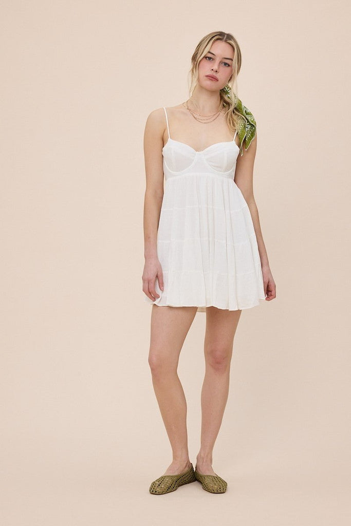 Allie White Tiered Babydoll Dress