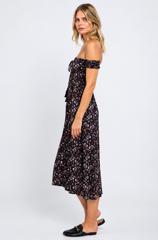 Allison Black Floral Off-the-Shoulder Culotte Jumpsuit side view