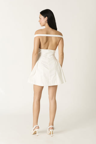 White mini dress with elasticated back strap