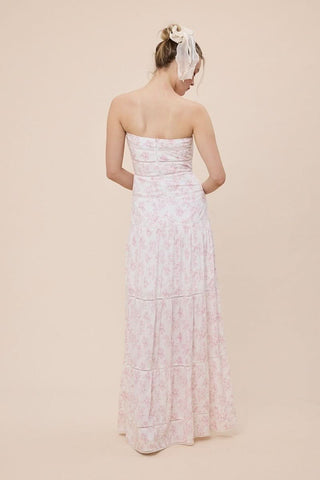 Amalfi Light Pink Floral Maxi Dress - Strapless Maxi Dresses
