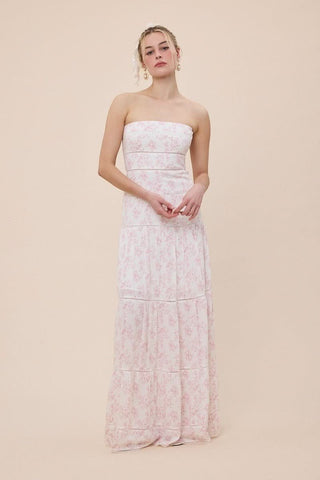 Amalfi Light Pink Floral Maxi Dress - styled as a floral homecoming dress