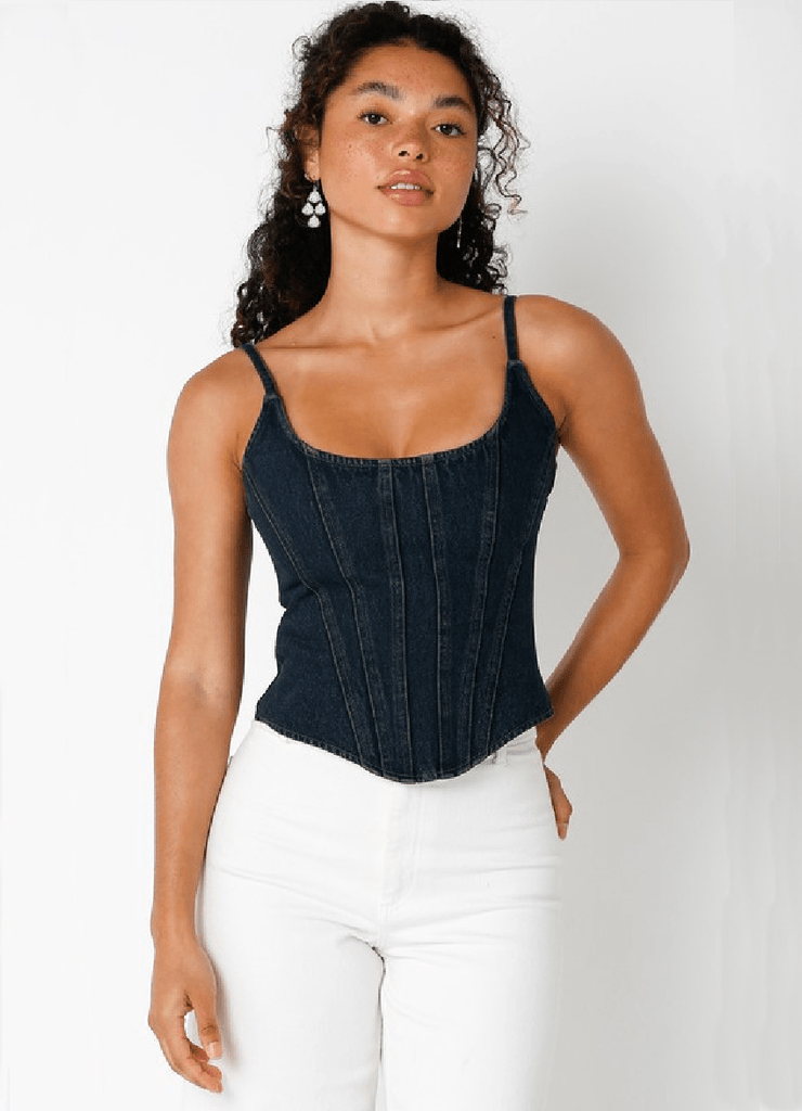 Dark Denim Corset Top