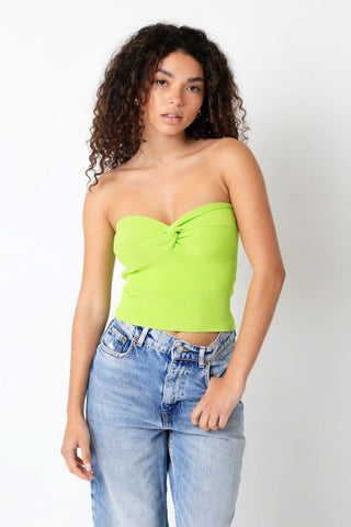 Becca Apple Green Twist Knot Tube Top - Front View