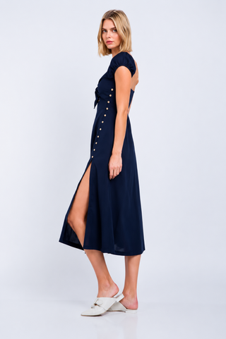 Astwood Cove Navy Off-the-Shoulder Midi Dress - side view