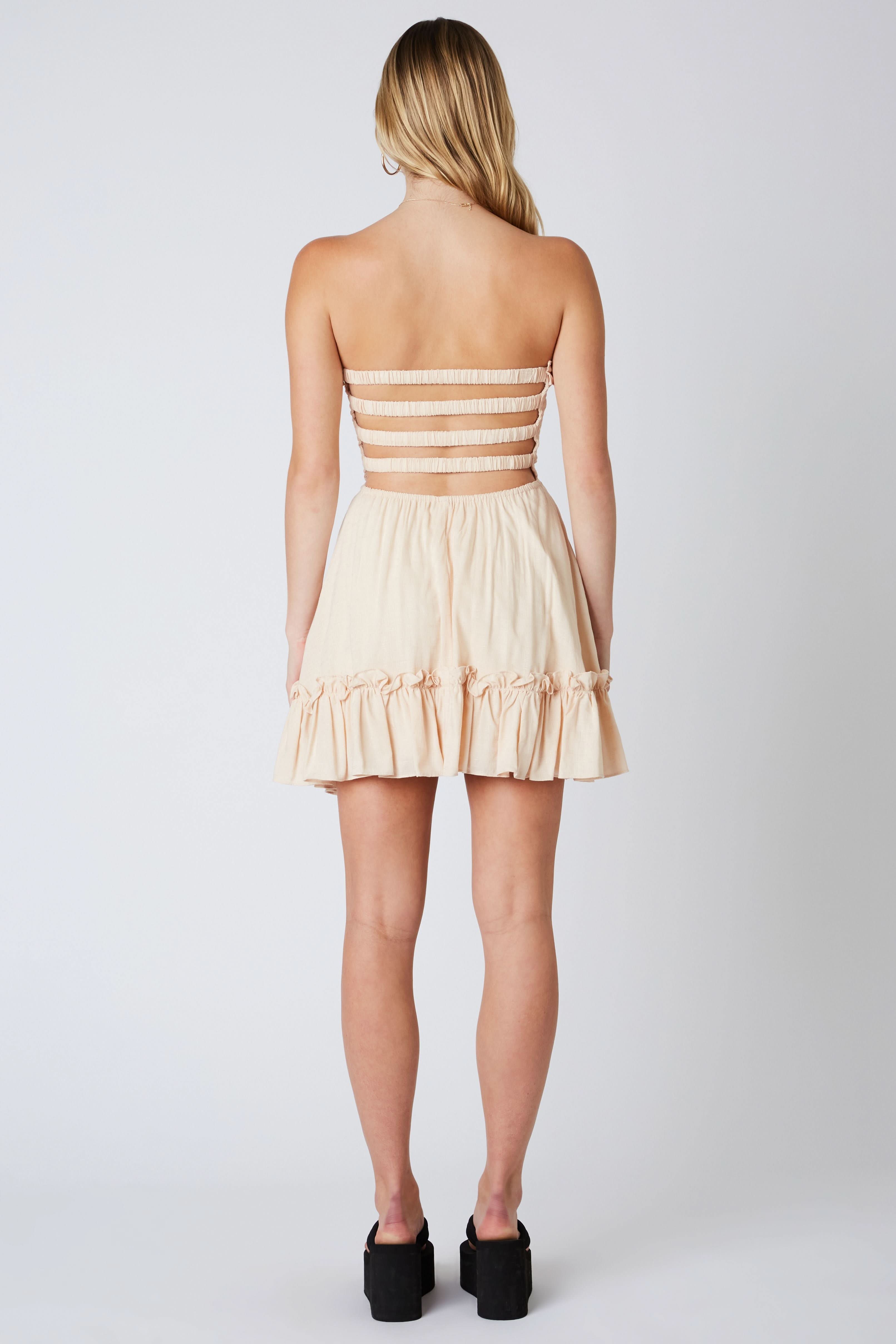 Ecru Strapless Smocked Dress - Backless Dress | Boho Pink Ecru Strapless Smocked Dress - Backless Dress | Boho Pink