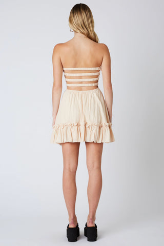 Eileen Ecru Strapless Mini Dress - Back View