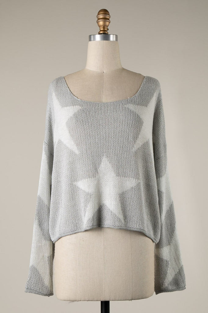 Grey Star Print Sweater