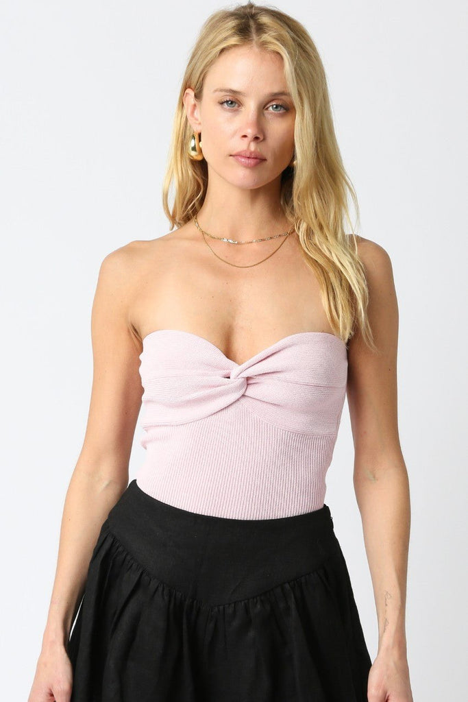 Blush Pink Twist Front Tube Top