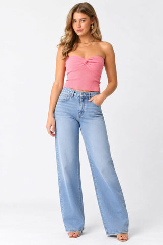 Becca Coral Twist Knot Tube Top - Outfit View