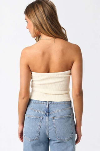 Becca Cream Twist Knot Tube Top - Back View