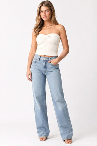 Becca Cream Twist Knot Tube Top - Outfit View