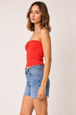 Becca Tangerine Twist Knot Tube Top - Side View