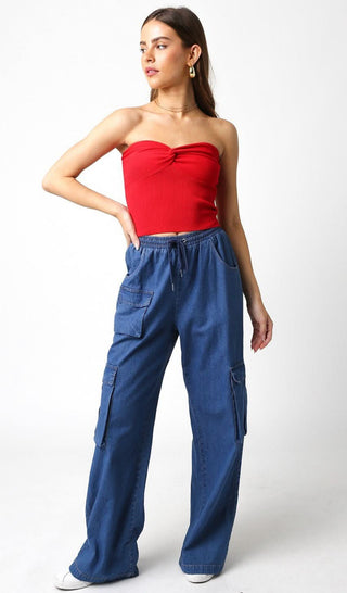 Becca Red Twist Knot Tube Top - Outfit View