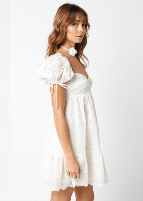 Beige Eyelet Babydoll Dress