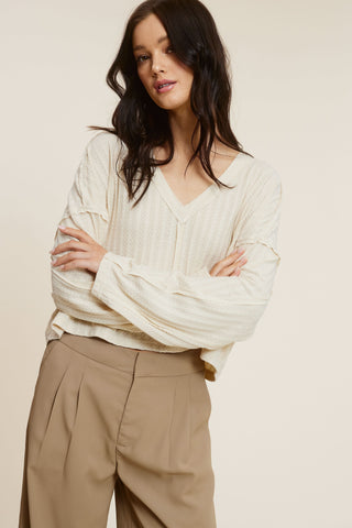 All The Way Beige Long Sleeve Crop Top outfit view