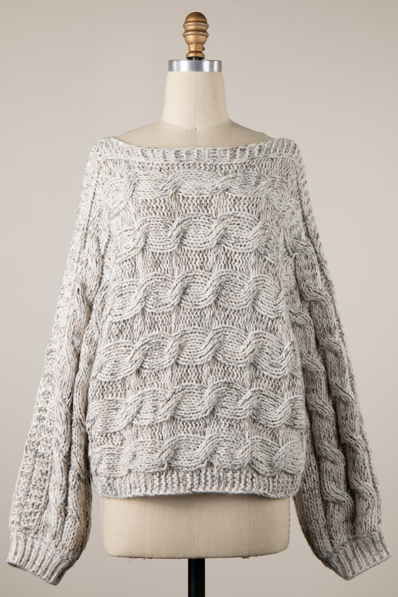 Beige Oversized Chunky Knit Sweater