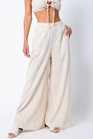 Beige bandeau top with palazzo pants