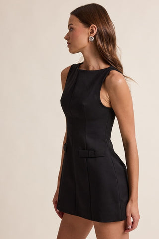 Black A-Line Structured Mini Dress - Little Black Dress