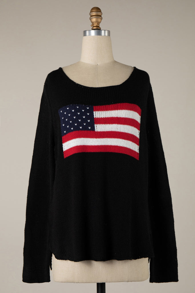 Black American Flag Sweater