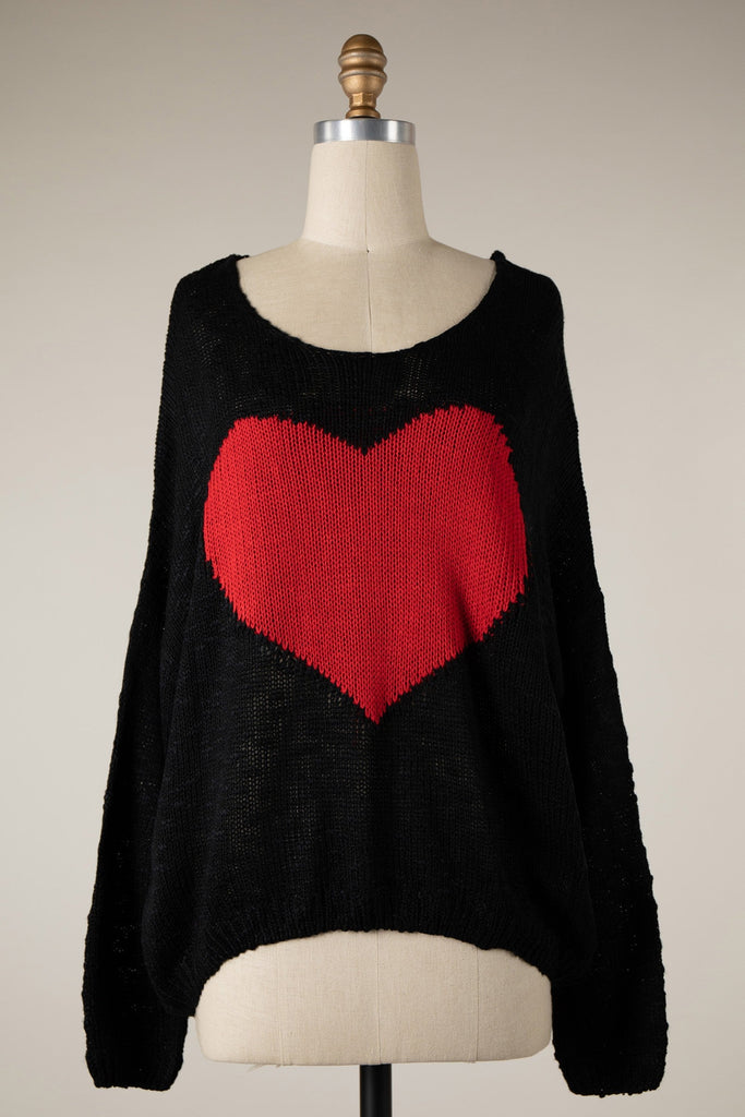 Black and Red Heart Sweater