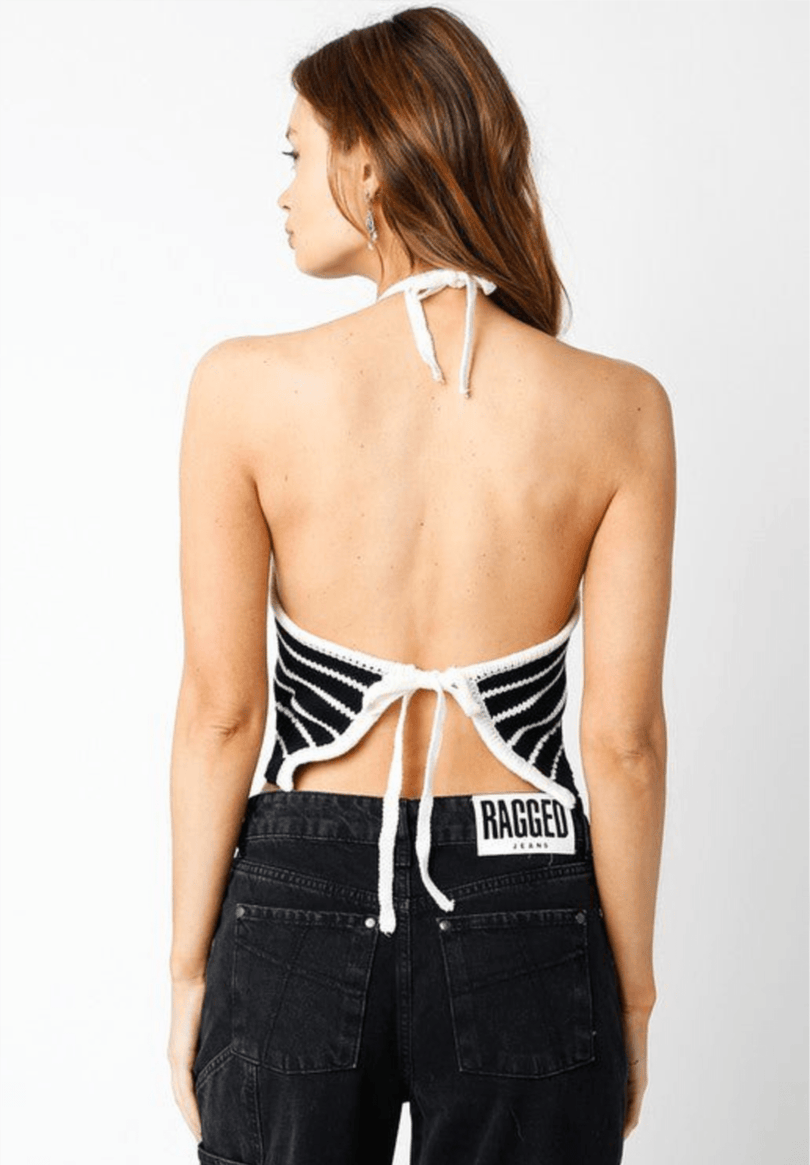 Striped Crochet Halter Top