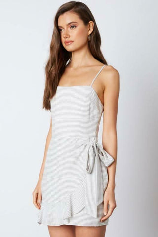 Striped bodycon wrap mini dress side view