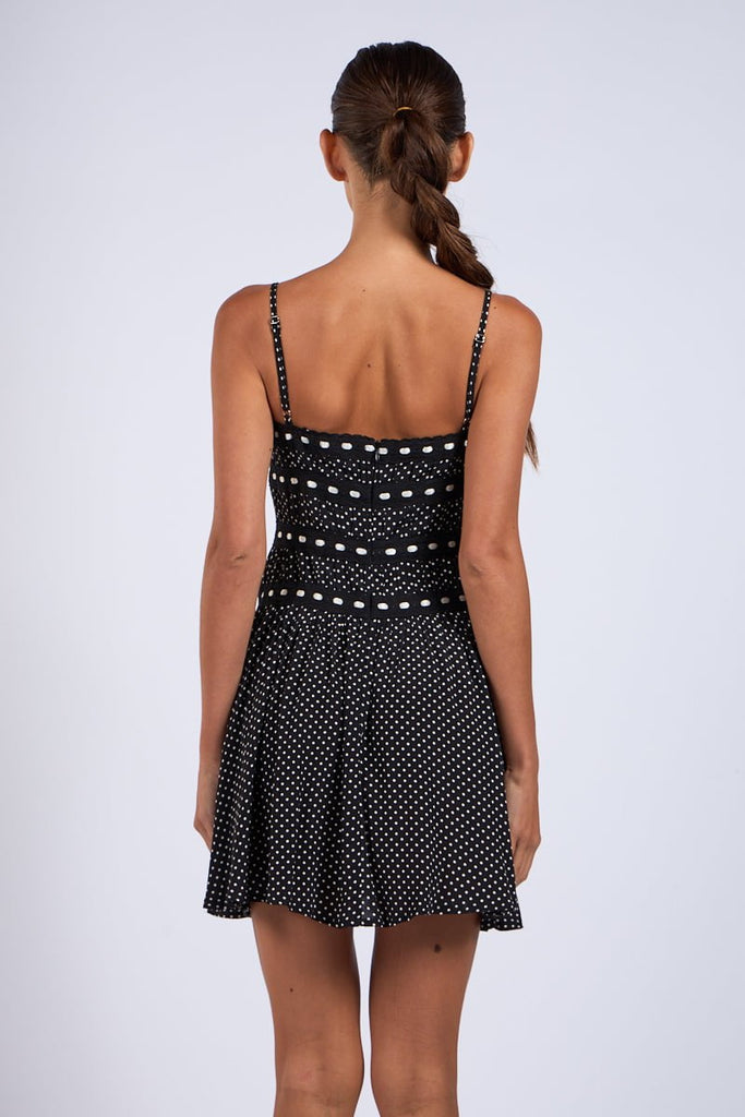 Black Dot Flare Mini Dress