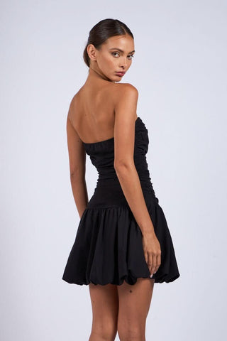Marcuss Black Bubble Hem Tube Mini Dress back angle view