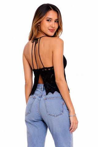 Summer Potential Black Crochet Halter Top - Bacl View